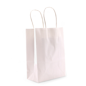 12x Cord Handle Paper Bag (16x22x8cm) - White (130g)