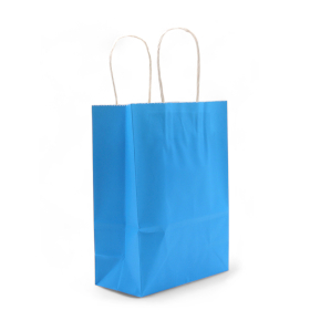 12x Cord Handle Paper Bag (16x22x8cm) - Blue (130g)