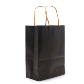 12x Cord Handle Paper Bag (16x22x8cm) - Black (130g)