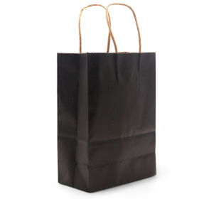 12x Lrg Cord Handle Paper Gift Bag (26x32x12cm) - Black (130g)