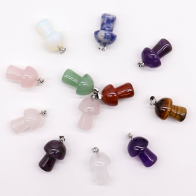 12x Gemstone Mushrooms Pendants (12 assorted)  20x15mm