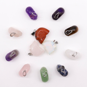 12x Gemstone Mini Skulls Pendants (12 assorted)  20x15mm