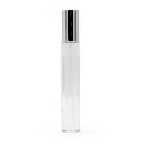 10x 10ml Round Tall Slim Bottle, Silver Spray and Cap