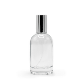 6x 50ml Round Chunky Bottle, Silver Spray and Cap