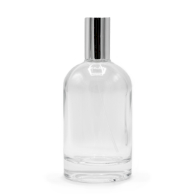 6x 100ml Round Chunky Bottle, Silver Spray and Cap