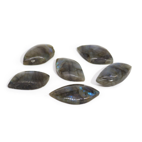 6x Madagascar Labradorite Leaf Stones (approx 40-50mm)