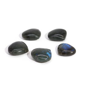 6x Madagascar Labradorite Hearts Stones (approx 30-40mm)