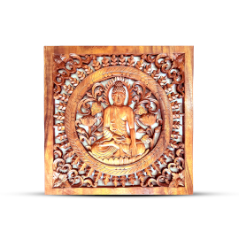 Square Decorative Wooden Buddha Panel 40x40cm