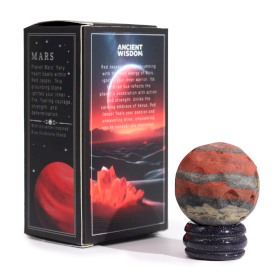 Red Jasper Planet on a Sola Goldstone Stand - 40mm  (30x15mm stand)