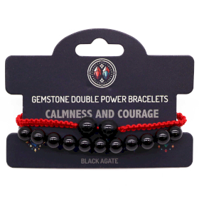 3x Gemstone Double Power Bracelets - Black Agate