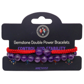 3x Gemstone Double Power Bracelets - Amethyst