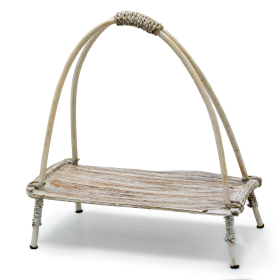 Coconut Leaf Tea Stand - Whitewash