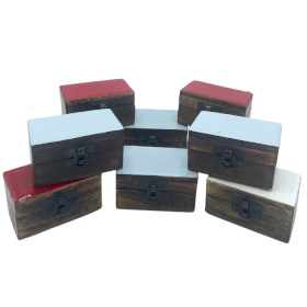 10x Wooden Pill Box 9x5x4cm - Solid Ceramic Colours - Assorted