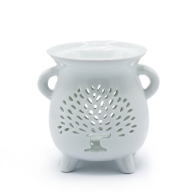 3x Cauldron Oil Burner - Tree of Life - White