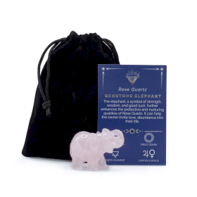 Gemstone Lucky Elephant - Rose Quartz 50x35x25mm