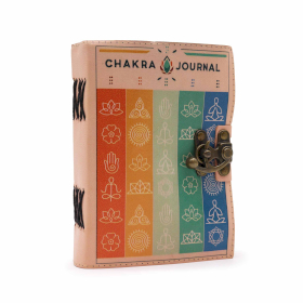 Leather Seven Chakra Colours Deckle-edge Notebook (18x13cm)