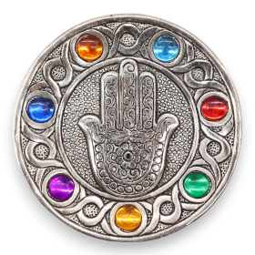 6x Seven Chakra Hamsa Incense Holder 11.5cm