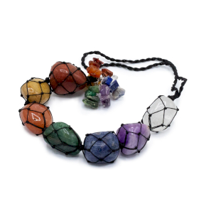 Hanging Chakra Stone Pendant - Seven Chakra Chips