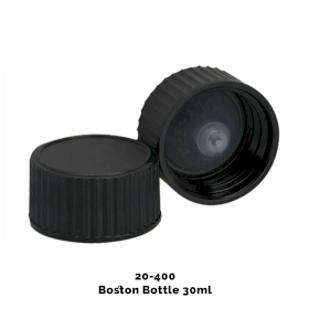 50x Cap for Amber Boston Bottle (for 30ml & 60ml) - Black Plastic 20-400mm