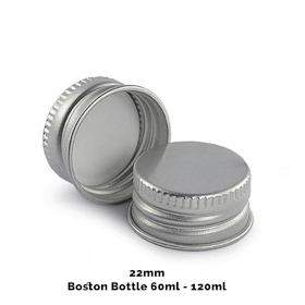 50x Cap for Amber Boston Bottle (120ml) - Aluminum Silver 22mm