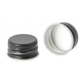 50x Cap for Glass Medicine Bottle Black - Aluminum Black 28mm