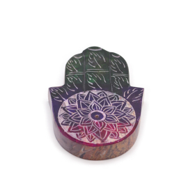 4x Soapstone Hamsa Incense Holder 9x6cm - Lotus Flower