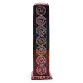 Soapstone Square Tower Incense Holder 25cm - 7 Chakras