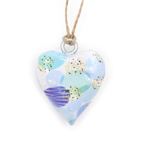 24x Small Decor Wood Hearts -  Blue Abstract