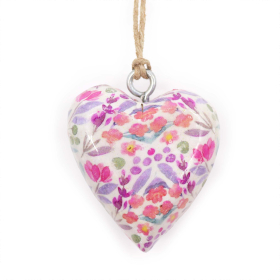 24x Lrg Decor Wood Hearts -  Blue Floral