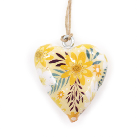 24x Lrg Decor Wood Hearts -  Yellow Floral