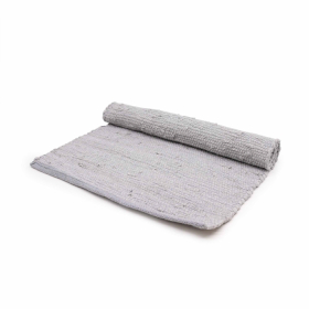 Small Indian Handloom Cotton Rug - 50x90cm - Grey