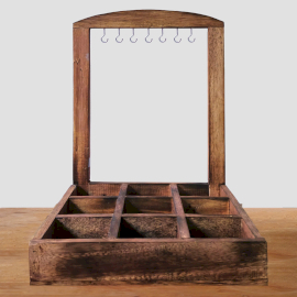 Hanging Stand & Display Tray - 9 (3x3) Compartments - Dark Wood