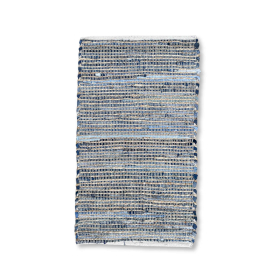 Small Jute and Recycled Cotton Rug - 50x90cm - Blue