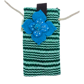 Phone Holder Bag Stripes Green  - flower decor