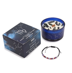 Zodiac Crystal Candle with Gemstone Bracelet - Virgo