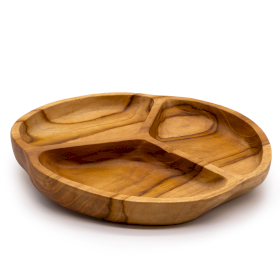 Smooth Teakwood Fruit Bowl Three Sections - 30x4cm