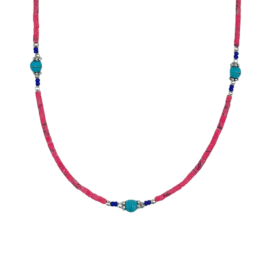 Nepalese Extra Fine Gem Necklace - Pink Coral & Turquoise Beads