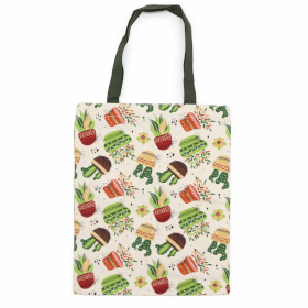 6x Classic Tote Zipper Bag (Cactus Motif) 40x34cm