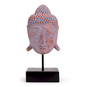 Large Serenity Buddha Head on Stand - Blue Copper