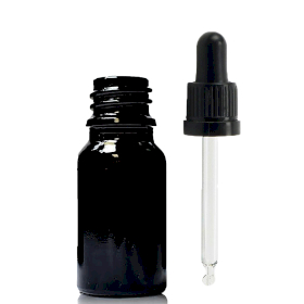 192x 10ml Black Glass Dropper Bottle  with Black T/E Pipette