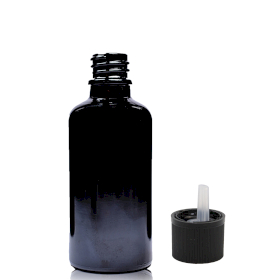 110x 30ml Black Glass Dropper Bottle with Child Resistant Dropper Cap