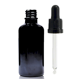 88x 50ml Black Glass Dropper Bottle  with Black T/E Pipette