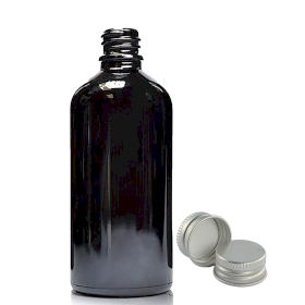 70x 100ml Black Glass Dropper Bottle with Aluminium Cap