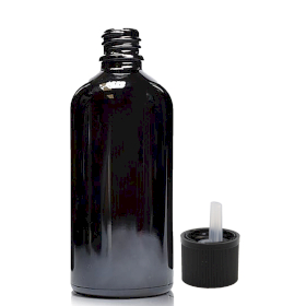 70x 100ml Black Glass Dropper Bottle withChild Resistant Dropper Cap