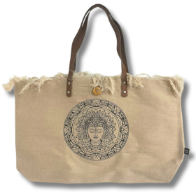 Natural Tote Bag Leather Handle - Buddha