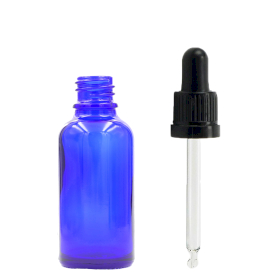 192x 10ml Blue Glass Dropper Bottle  with Black T/E Pipette