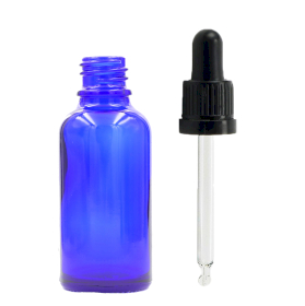 110x 30ml Blue Glass Dropper Bottle  with Black T/E Pipette