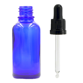 70x 100ml Blue Glass Dropper Bottle with Black T/E Pipette