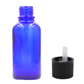 70x 100ml Blue Glass Dropper Bottle with Child Resistant Dropper Cap