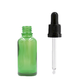 255x 5ml Green Glass Dropper Bottle with Black T/E Pipette